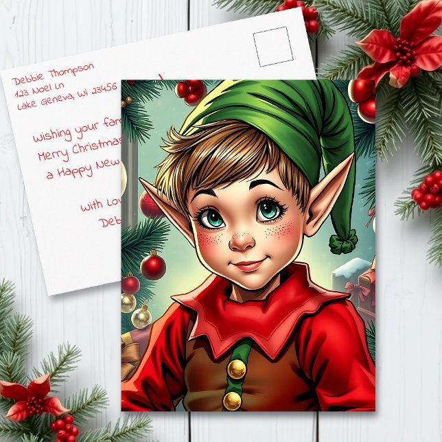 Carte Postale Whimsical Elf | Personalized Christmas (Créateur téléchargé)