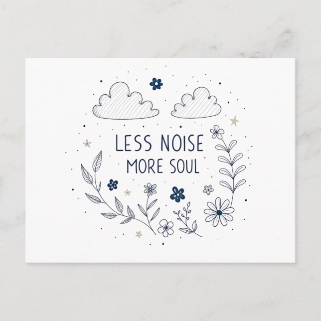 Carte Postale Whimsical Floral Soul Quote Line Art (Devant)