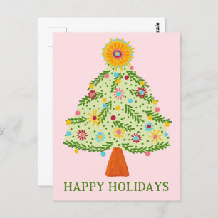 Carte Postale Whimsical Folk Christmas Tree CUSTOM VACANCES