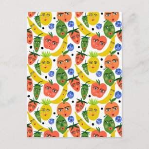 Carte Postale Whimsical Funny Motif de salade de fruits