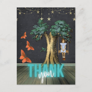 Carte Postale Whimsical Girl in Swing Surreal Merci