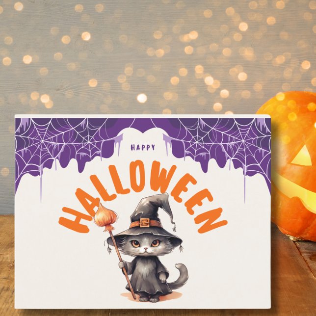 Carte postale Whimsical Happy Halloween Cat Holida (Créateur téléchargé)
