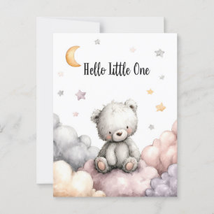 Carte Postale Whimsical "Hello Little One" Teddy Bear