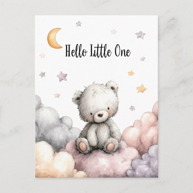 Carte Postale Whimsical "Hello Little One" Teddy Bear (Devant)