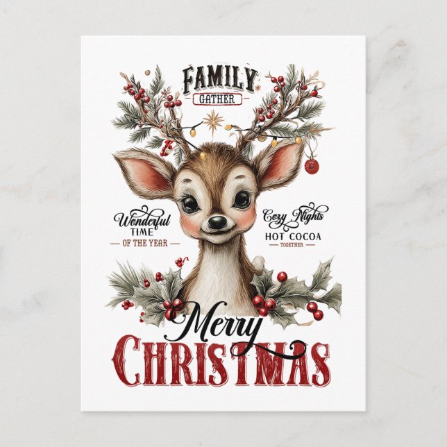Carte Postale Whimsical Holiday Reindeer (Devant)