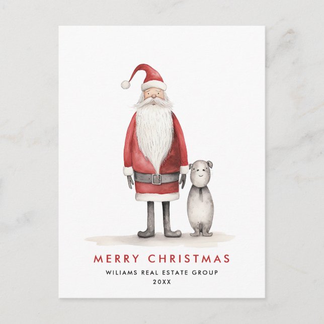 Carte Postale Whimsical Minimal Santa Claus Christmas Corporate (Devant)