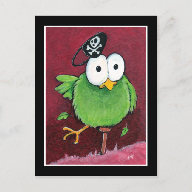 Carte Postale Whimsical Pirate Bird with Wooden Leg Postcard (Devant)