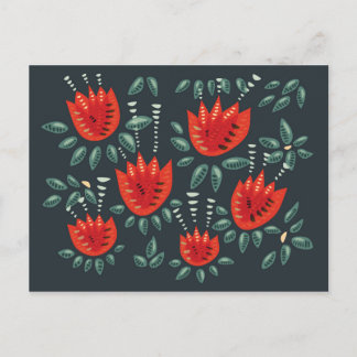 Carte Postale Whimsical Red Tulips Floral Art - Printemps Abstra