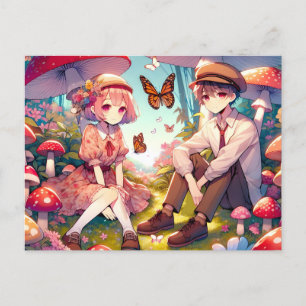 Carte Postale Whimsical Romantic Anime Couple