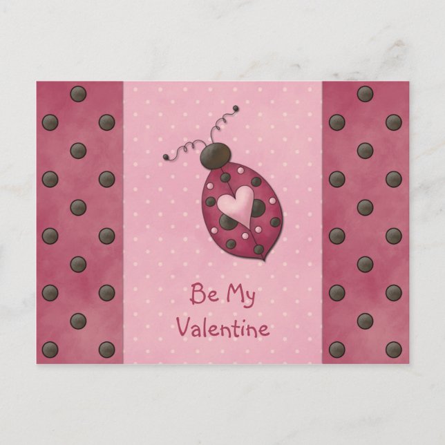 Carte postale Whimsical Rose Ladybug Valentines (Devant)