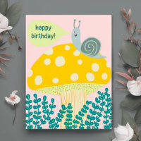 Whimsical snail on Magical Mushroom CUSTOM Bday