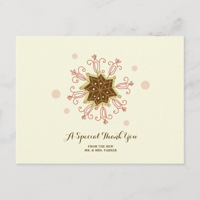 Carte Postale Whimsical Snowflakes Mariage Merci (Devant)