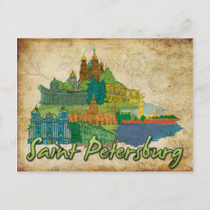 Carte postale Whimsical St Petersburg Monuments Sc