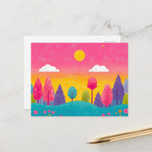 Carte postale Whimsical Sunset Forest