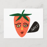 Carte postale Whimsical Sweet Strawberry<br><div class="desc">Ajoutez votre propre texte à l'avant et à l'arrière,  ou modifiez les couleurs. Jetez un oeil à mon magasin pour plus !</div>