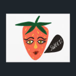 Carte postale Whimsical Sweet Strawberry<br><div class="desc">Ajoutez votre propre texte à l'avant et à l'arrière,  ou modifiez les couleurs. Jetez un oeil à mon magasin pour plus !</div>
