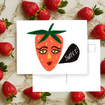 Carte postale Whimsical Sweet Strawberry<br><div class="desc">Ajoutez votre propre texte à l'avant et à l'arrière,  ou modifiez les couleurs. Jetez un oeil à mon magasin pour plus !</div>