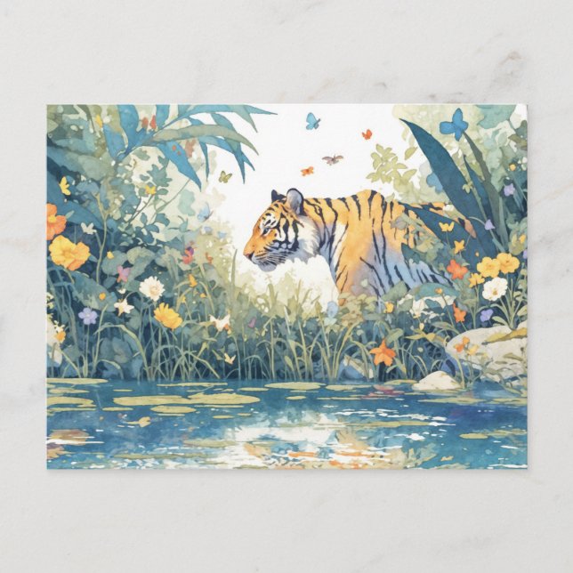 Carte Postale Whimsical Tiger by Watercolor River (Devant)