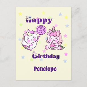 Carte Postale Whimsical Unicorn Anniversaire plaisir