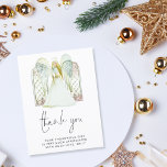Carte Postale Whimsical Watercolor Angel White Script Thank You<br><div class="desc">Whimsical Watercolor Angel White Script Thank You.  A beautiful Angel and windows scene,  and Thank You in an elegant set script on a convenient postcard. Easily personalise your message and name at the bottom.</div>