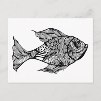 Carte Postale Whimsy Fish Doodart