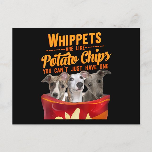 Carte Postale Whippet et frites Funny Dog Maman Papa (Devant)