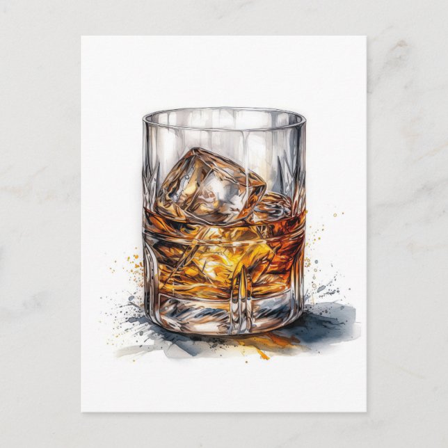 Carte Postale Whiskey On The Rocks Art (Devant)
