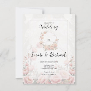 Carte Postale Whisper Soft Rose Floral Romantique Jardin Mariage