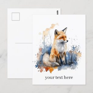 Carte Postale Whispers of the Wild Fox in Watercolor, personnali