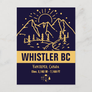 Carte Postale Whistler Colombie-Britannique Canada Ski minimalis