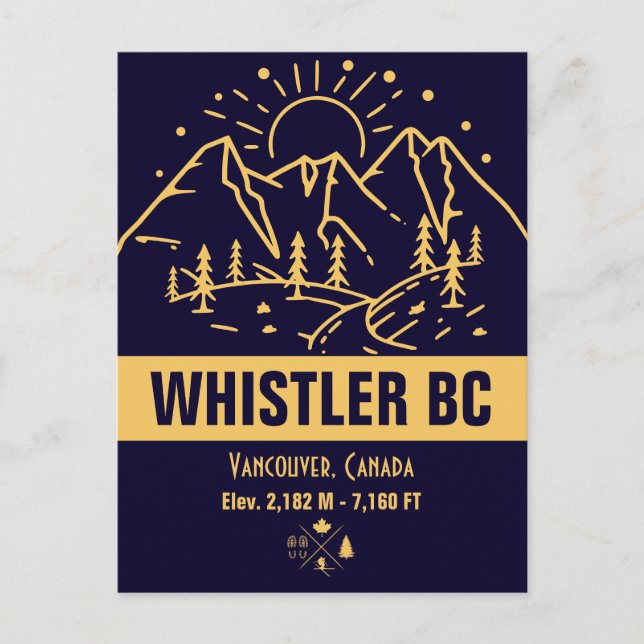 Carte Postale Whistler Colombie-Britannique Canada Ski minimalis (Devant)