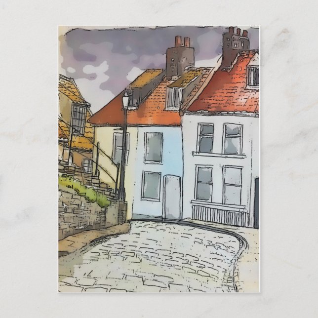 Carte Postale Whitby Steps Scarborough Peinture originale (Devant)