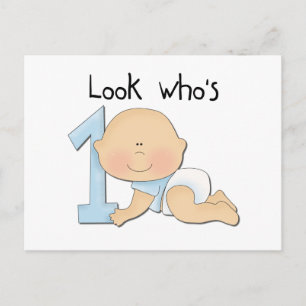 Carte Postale White Boy 1st Birthday Tshirts et cadeaux