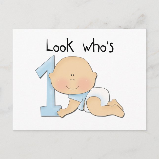 Carte Postale White Boy 1st Birthday Tshirts et cadeaux (Devant)