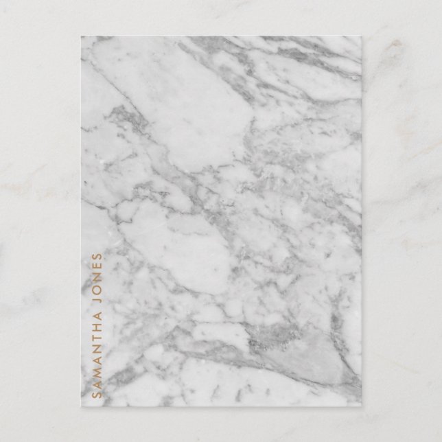 Carte Postale White Carrara Marble Gold Classic Personalised (Devant)