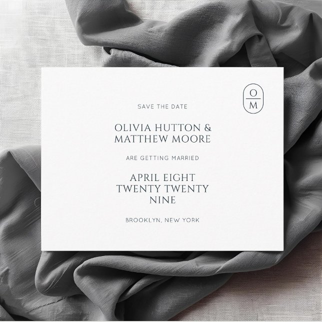 Carte Postale White | Chic Minimal Monogram Wedding  (Créateur téléchargé)