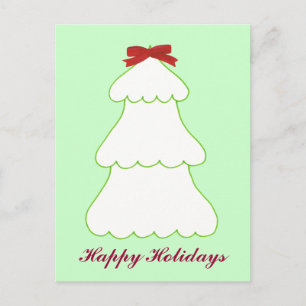 Carte postale White Christmas Tree Red Bow Holiday