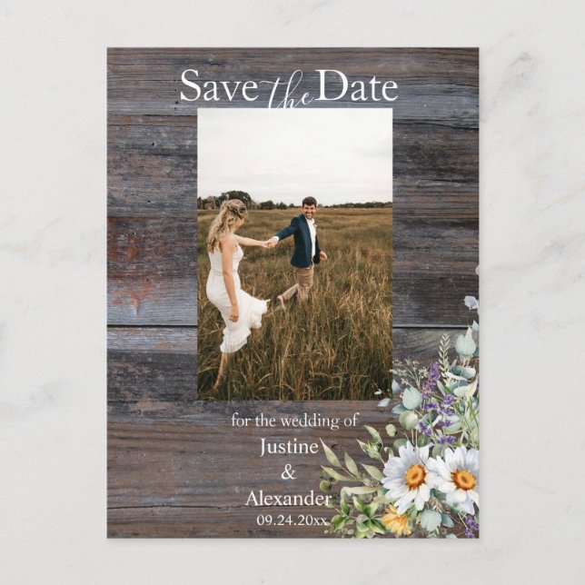 Carte Postale White Daisy Save the Date Photo (Devant)