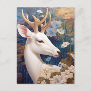 Carte Postale White Deer Beautfiul Imaginaire Art