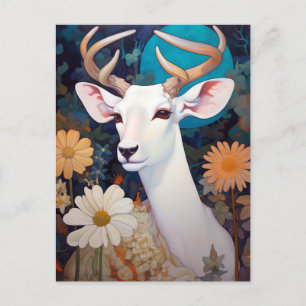Carte Postale White Deer Beautfiul Imaginaire Art