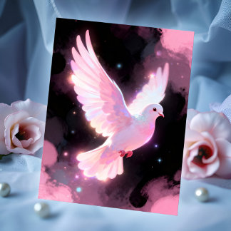 Carte Postale White Dove Ethereal Love Pink Clouds Celestial