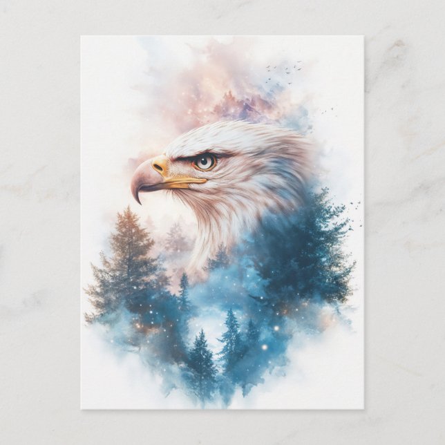 Carte Postale White Eagle and Evergreen Forest Sunset (Devant)