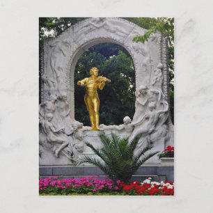 Carte Postale White Johann Strauss Monument, Vienne, Autriche fl
