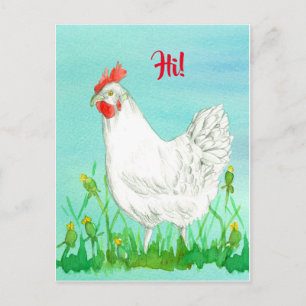 Carte Postale White Leghorn Chicken Bird Hi