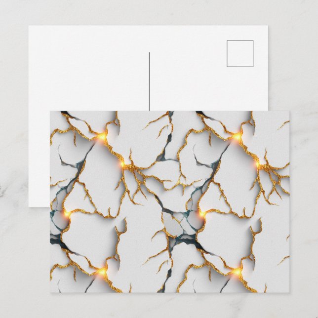 Carte Postale White Marble Texture with Glowing Gold Veins (Devant / Derrière)