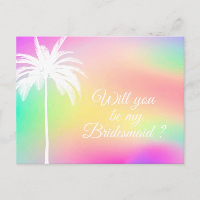 Carte Postale White Palm Will You Be My Bridesmaid Invitation (Devant)