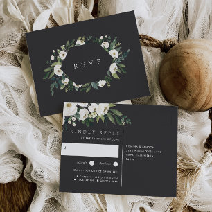 Carte Postale White Peony Floral Mariage Meice Choice RSVP