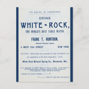 Carte Postale White Rock Mineral Water Publicité
