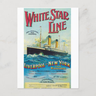 Carte Postale White Star Line, affiche Vintage de voyage en mer