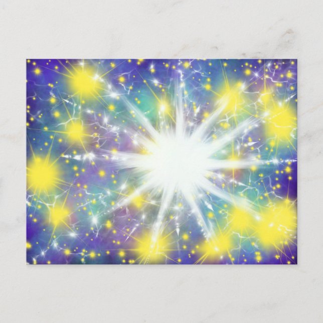 Carte Postale White Starburst & Gold Glory Stars Art moderne (Devant)